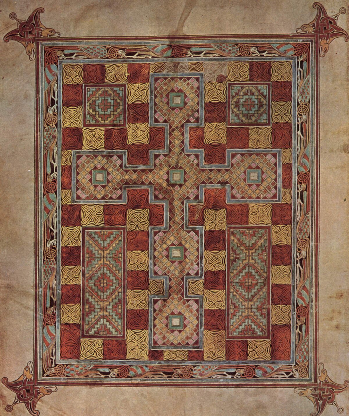 Carpet page from the Lindisfarne Gospels.