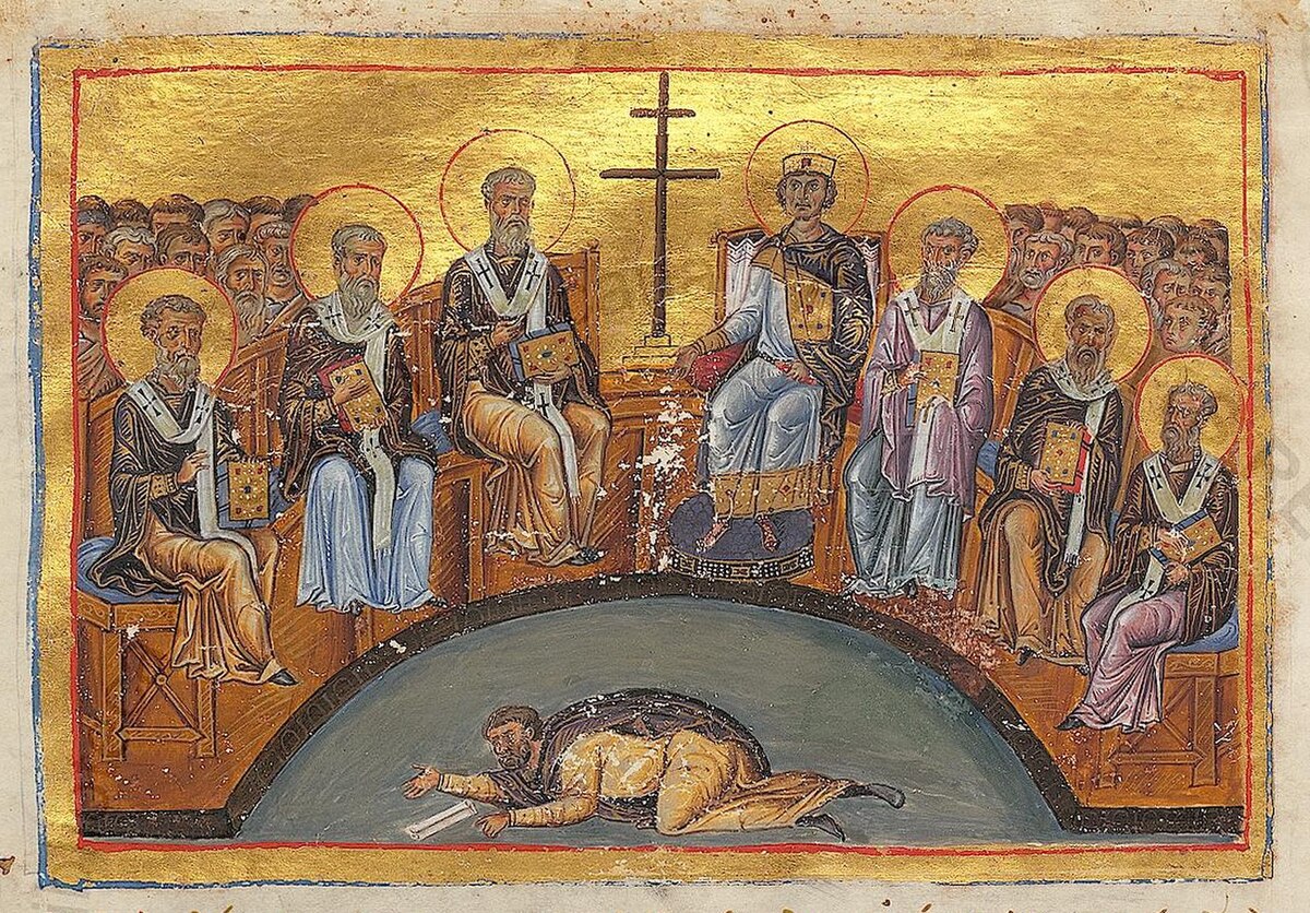 Miniature from the Menologion of Basil depicting the restoration of icons.