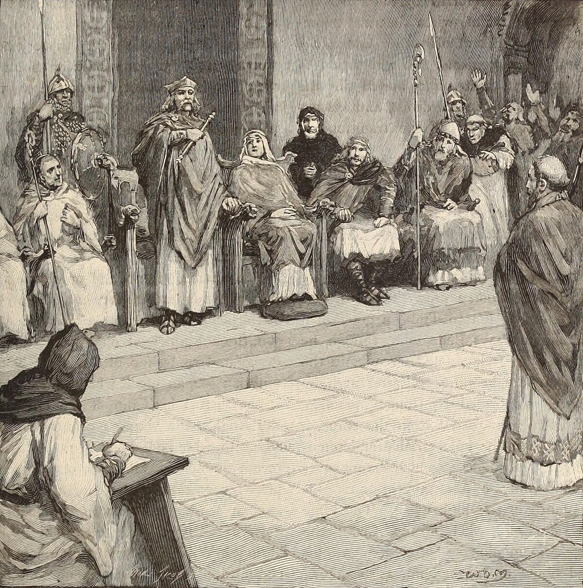 William Henry Margetson painting of the Council of Whitby.